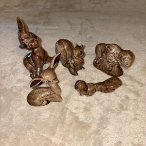 Vintage Porcelain Brown Figurines From Black Hills SD Souvenirs Set Of 5
